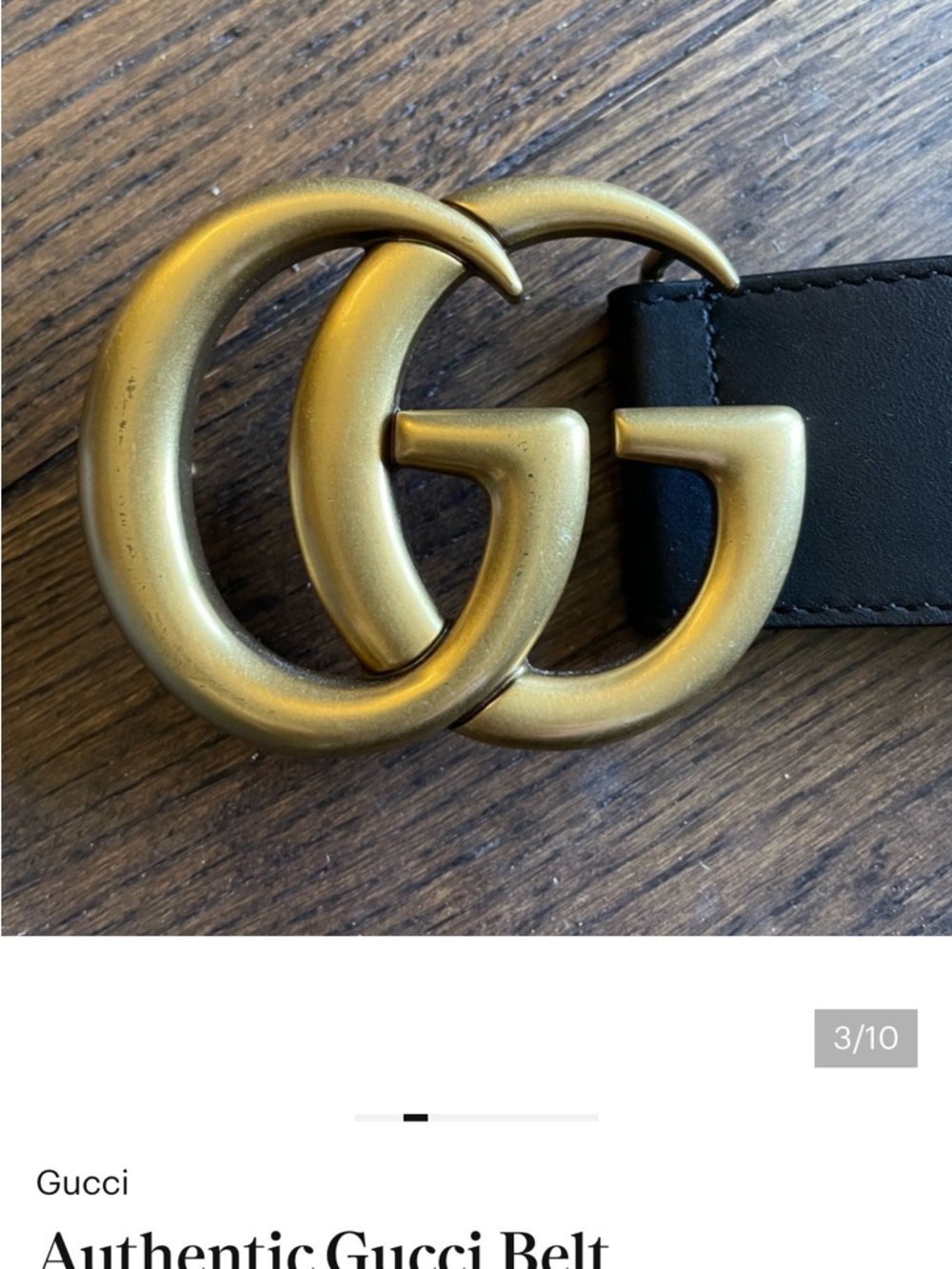 Gucci Black Leather Belt with Gold Double G Buckle - Picture 3 of 7